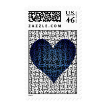 Heart is a Maze Blue Maze Postage
