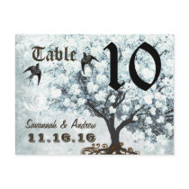 Heart Leaf Aqua Gray Damask Tree Table Number Card Post Card