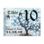 Heart Leaf Blue Tree Birds Table Number Card postcards