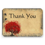 Heart Leaf Red Tree Vintage Bird Wedding Thank You Personalized Invitations