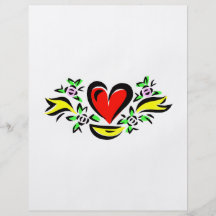 heart leaves yellow ribbon love design flyers