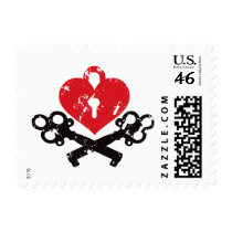 Heart Lock and Keys postage by visualnewbie Heart Lock and Keys postage