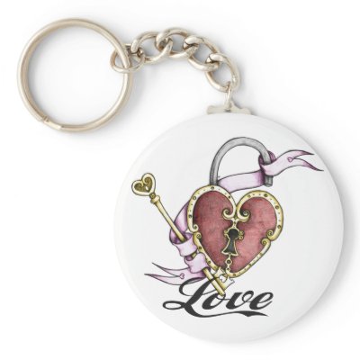 Heart Lock Tattoo Valentine Key Chain by gidget26
