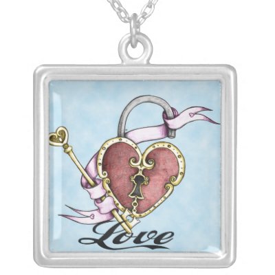 Heart Lock Tattoo Valentine Necklace by gidget26