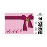 Heart Locket Bow RSVP Custom Postage postage