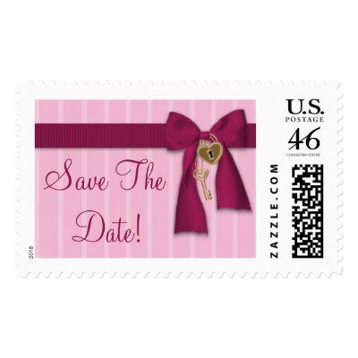 Heart Locket Bow Save The Date Custom Postage