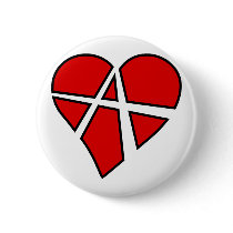 Heart Love Anarchy Symbol Anarchist Anarchism Pinback Buttons