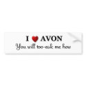 heart/love AVON - ask how bumper stickers by Ceyzpurplestang heart/love AVON - ask how bumper stickers
