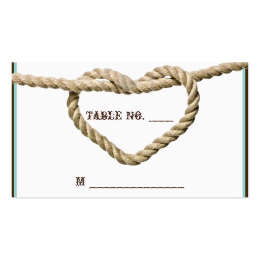 Heart Love Knot Western Wedding Place Cards Business Card (front side)