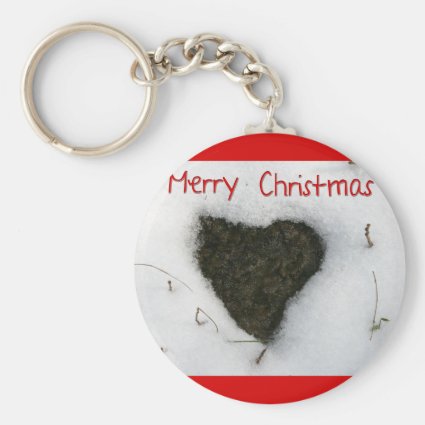 Heart melting snow / Merry Christmas Basic Round Button Keychain