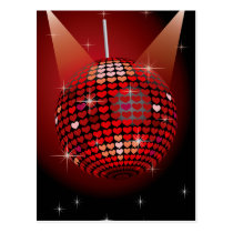 heart, mirror-ball, disco, club, love, pop, cute, music, valentine, funny, art, illustration, graphic, design, dance, mirror ball, Postkort med brugerdefineret grafisk design
