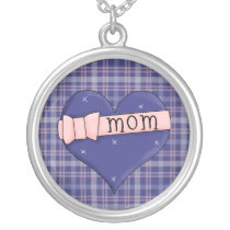 Heart Mom Round Sterling Silver Necklace