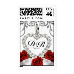 Heart Monogram Roses Postage