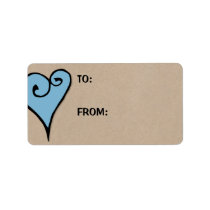 Heart Motif blue heart kraft Large Gift Tag labels