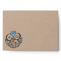 Heart Motif blue kraft A7 Card Envelope envelopes