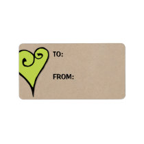 Heart Motif green heart kraft Large Gift Tag labels