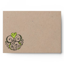 Heart Motif green kraft A7 Card Envelope envelopes