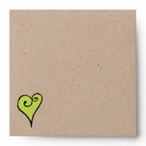 Heart Motif green kraft Square Envelope envelopes