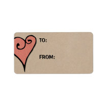 Heart Motif red heart kraft Large Gift Tag labels