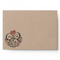 Heart Motif red kraft A7 Card Envelope envelopes