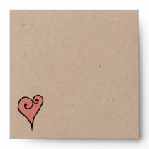 Heart Motif red kraft Square Envelope envelopes
