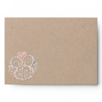 Heart Motif white kraft A7 Card Envelope envelopes