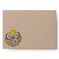 Heart Motif yellow kraft A7 Card Envelope envelopes