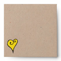 Heart Motif yellow kraft Square Envelope envelopes