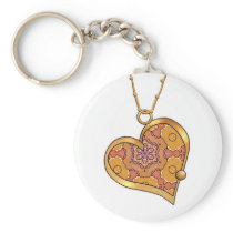 Heart Necklace 03 Burnt Orange Key Chain