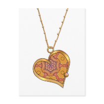 Heart Necklace 03 Burnt Orange Post Card
