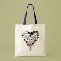Heart of buttons and vines bag