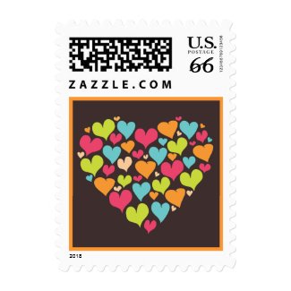 Heart of Hearts Love Postage in Orange