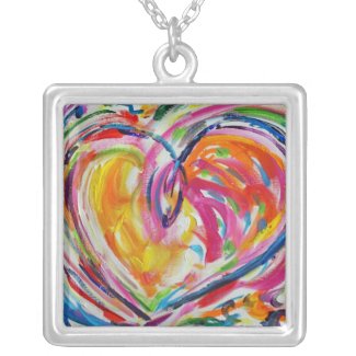 Heart of Joy Silver Necklace Pendant (Square)