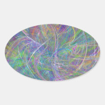 Heart of Light – Aqua Flames & Indigo Swirls Oval Stickers