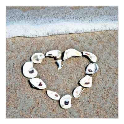 Heart of Seashells on the Beach Bridal Shower Invitations