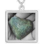 stone, hand, black, white, blue-green, heart,