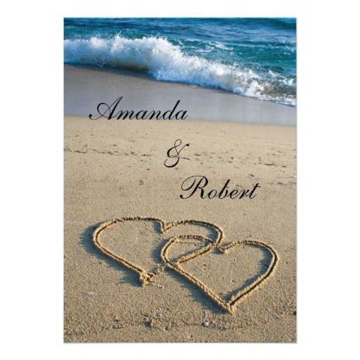 Heart on the Shore Beach Wedding Invitation (front side)