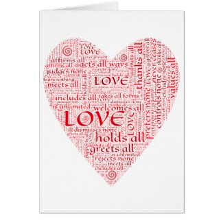 Heart or Valentine honoring unconditional love Greeting Card