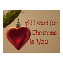 Heart Ornament - All I Want for Christmas Postcard