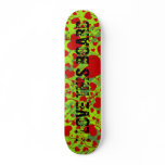 HEART Pattern ART 5 + your text | green splatter Skate Board Deck