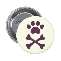 Heart Paw & Crossbones Pinback Button