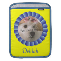 Heart-Paw Footprints Blue Ribbon Pet Template ipad sleeves