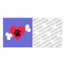 Heart, Paw Print, Bone Design Picture Card