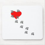 Heart (Paw Prints) Mouse Mat