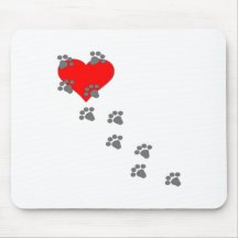 Heart (Paw Prints) Mouse Mat