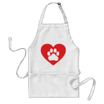 Heart Paw Red Apron