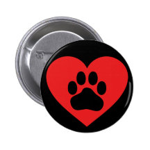 Heart Paw Red Buttons