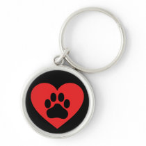 Heart Paw Red Keychain