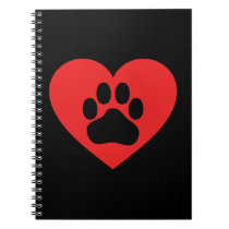 Heart Paw Red Notebook