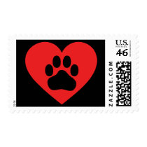 Heart Paw Red Postage